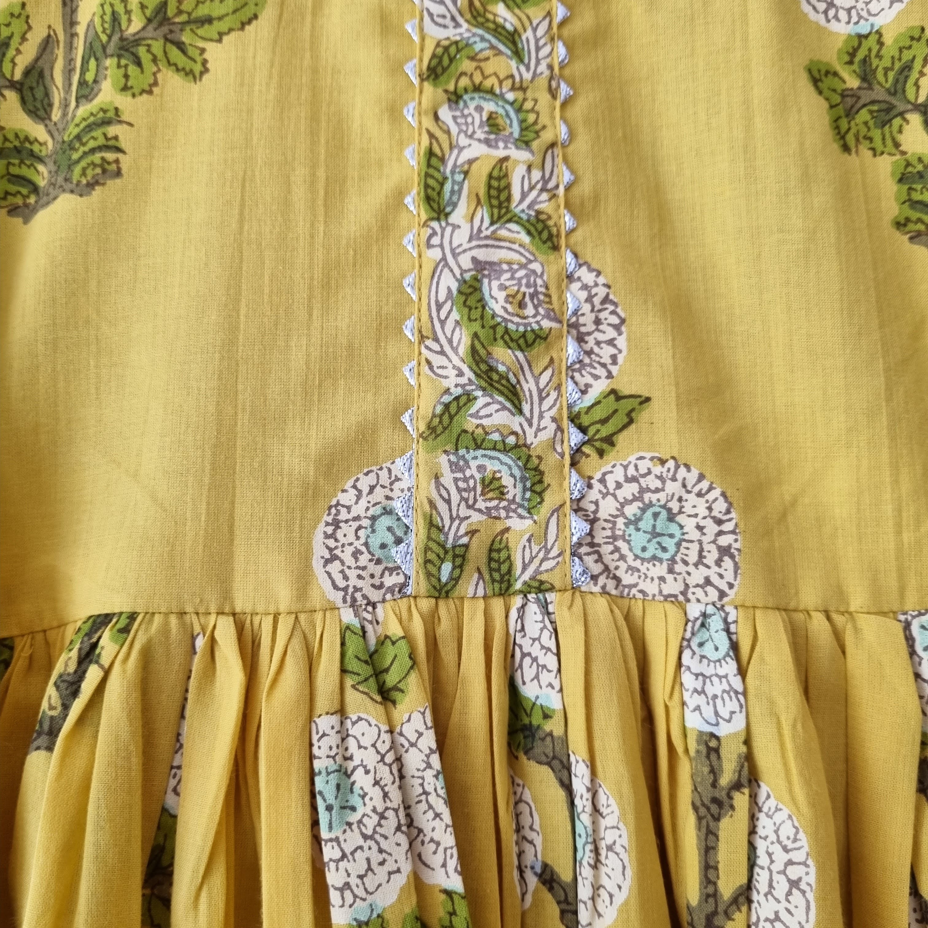 Yellow Floral Anarkali with Matching Salwar - Nimbu Kids