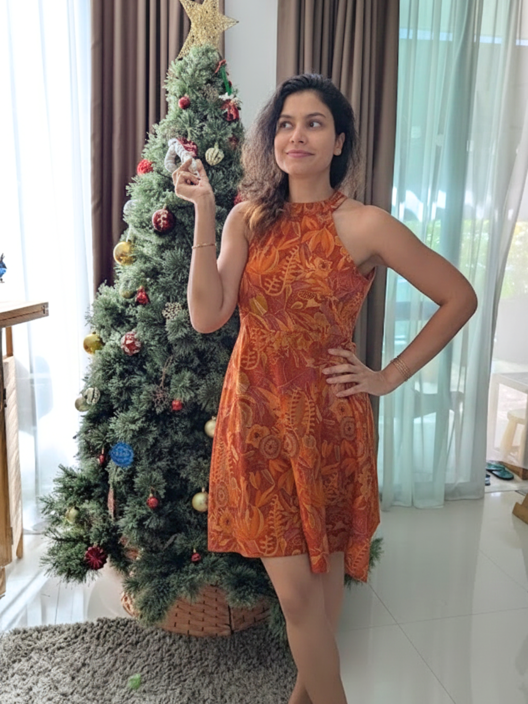 Eden Tangerine Women's Short Halter in Muslin Cotton Nimbu