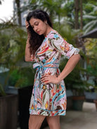 Havana White Unicorn Women Short Dress in Cotton Nimbu