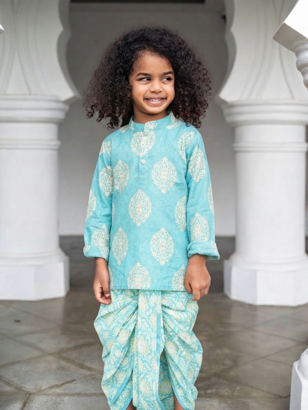 Mira Blue Boys Kurta Dhoti