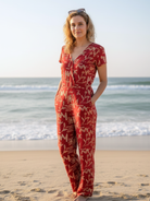 Moana Cranberry Women's Jumpsuit in Cotton Nimbu