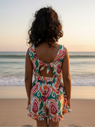 Moana White Rainbow Girls Playsuit in Cotton Nimbu