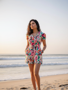 Moana White Rainbow Women's Playsuit in Cotton Nimbu