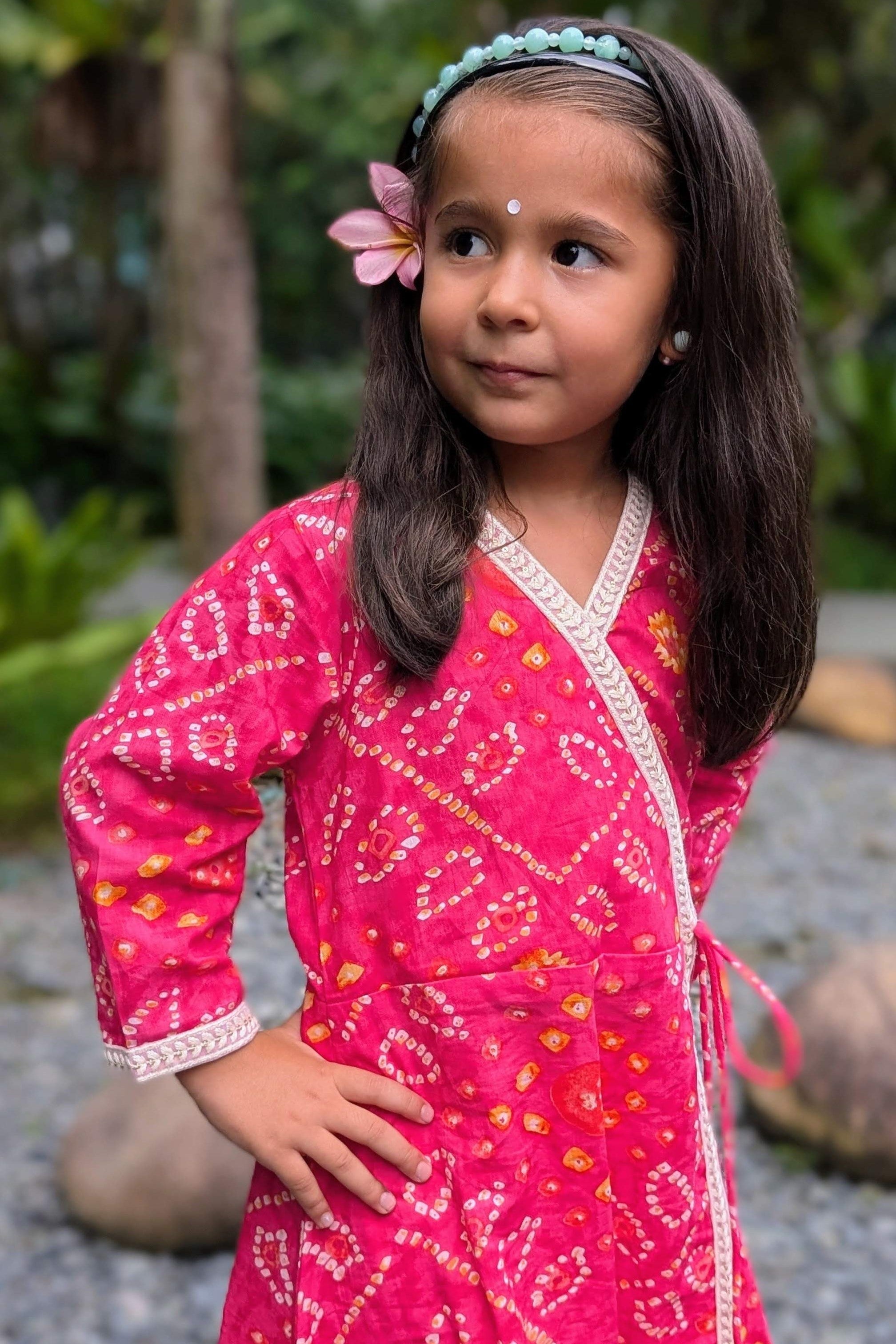 Radha Pink Bandhani Angarkha