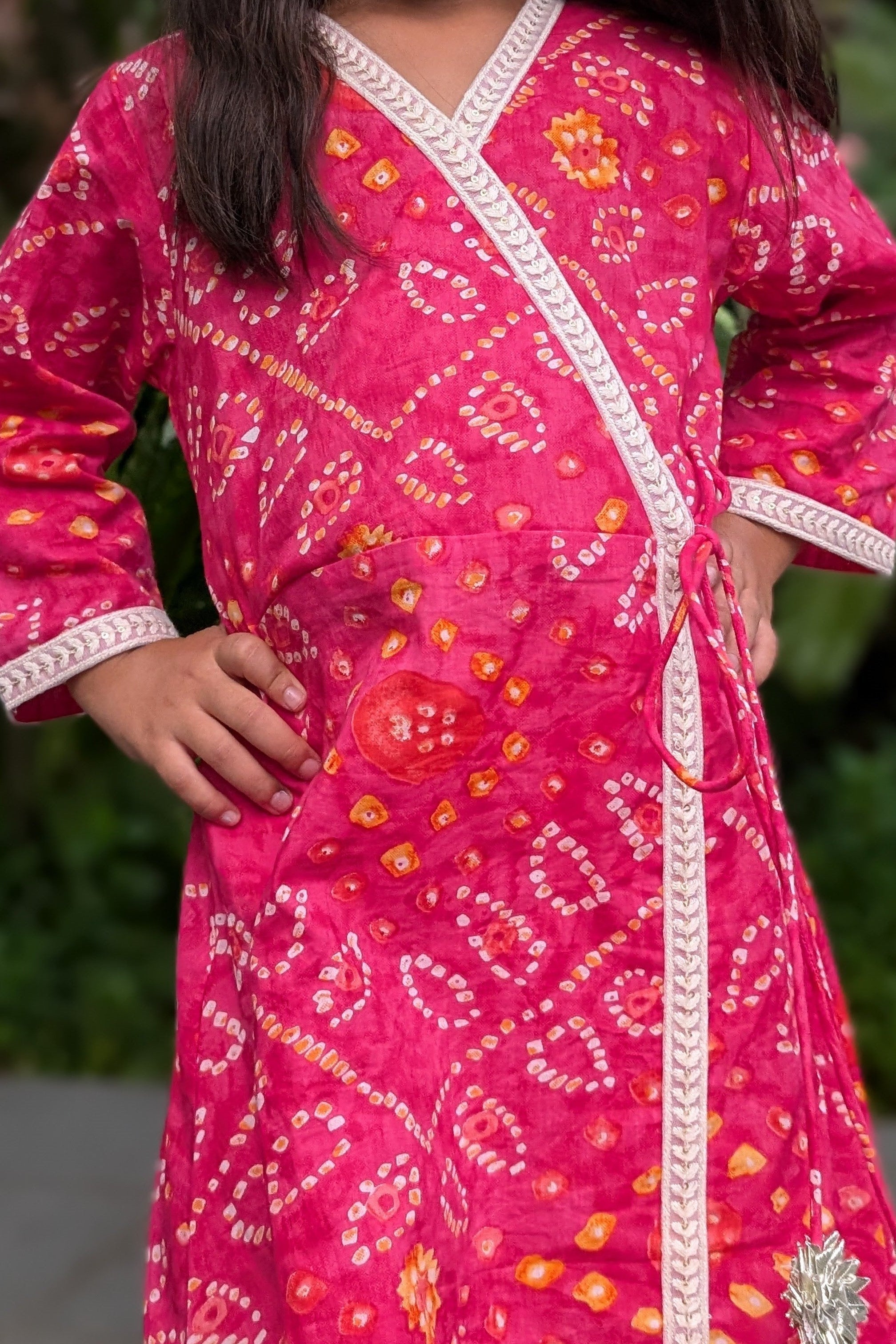 Radha Pink Bandhani Angarkha