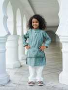 Vir Sage Green Boys Kurta Pajama Jacket Set
