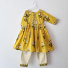 Yellow Floral Anarkali with Matching Salwar - Nimbu Kids