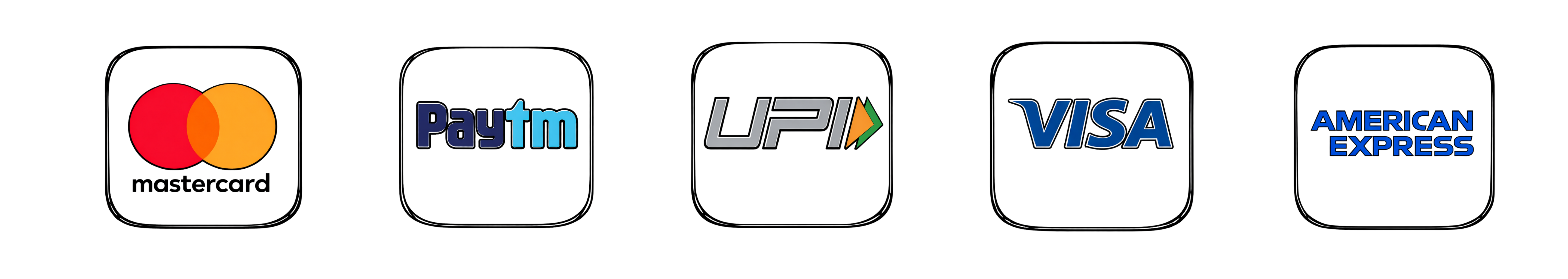 Secure payment options at Nimbu Kids including Mastercard, Paytm, UPI, Visa, and American Express